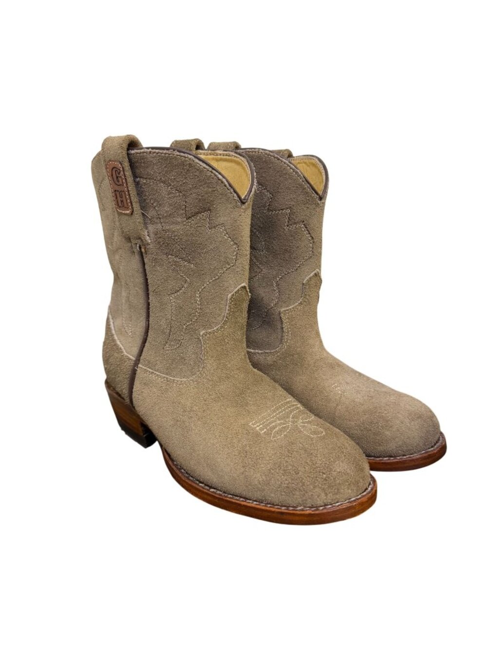 AG Leather Western Boots Kingsland Taupe Suede Round To Size 8